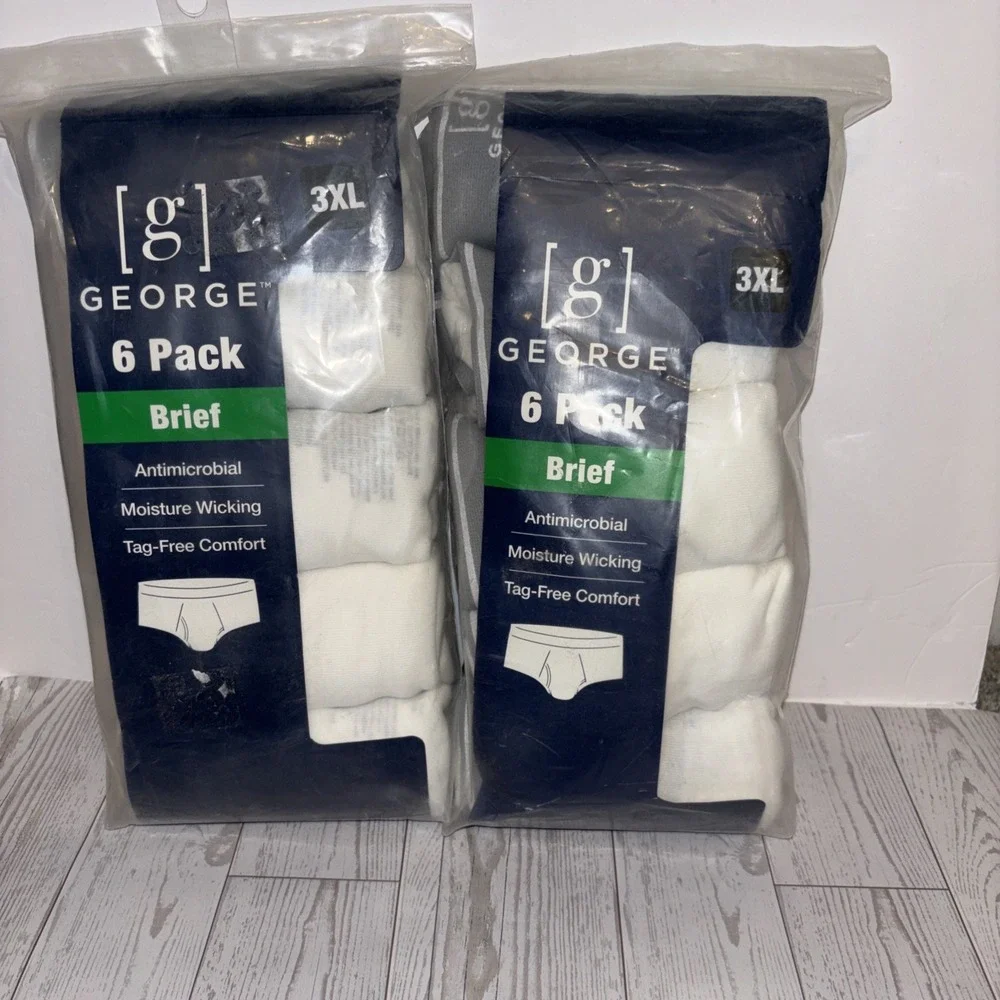 George Men's White Full Rise Briefs Underwear 6-Pack Size 3XL (48-50) ~ New